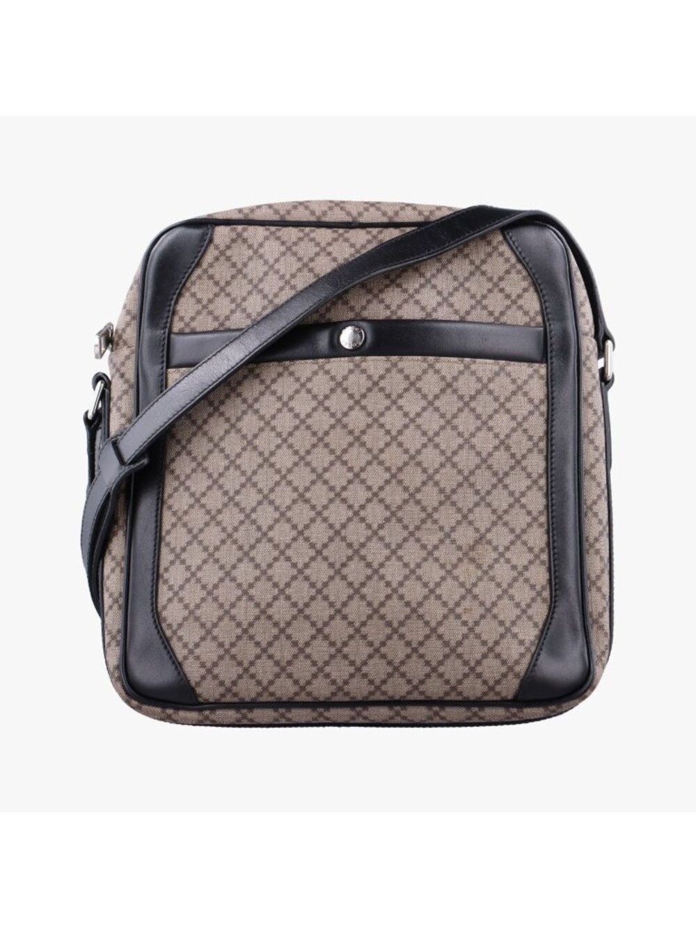 Gucci Diamante Brown Black Canvas Leather Shoulder Bag